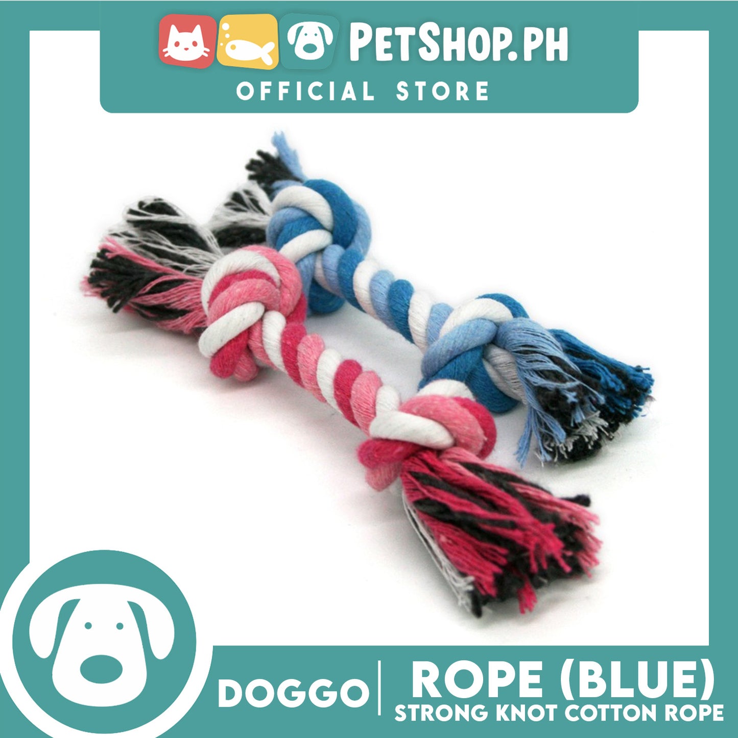 Doggo Rope Thick Fiber 4.5' ' Small Size (Blue) Perfect Toy for Dog