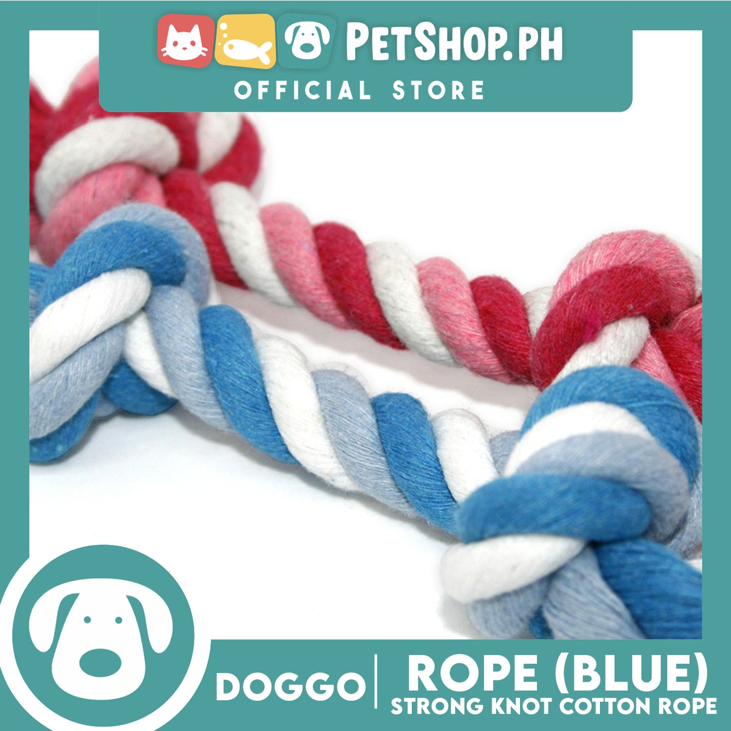 Doggo Rope Thick Fiber 4.5' ' Small Size (Blue) Perfect Toy for Dog