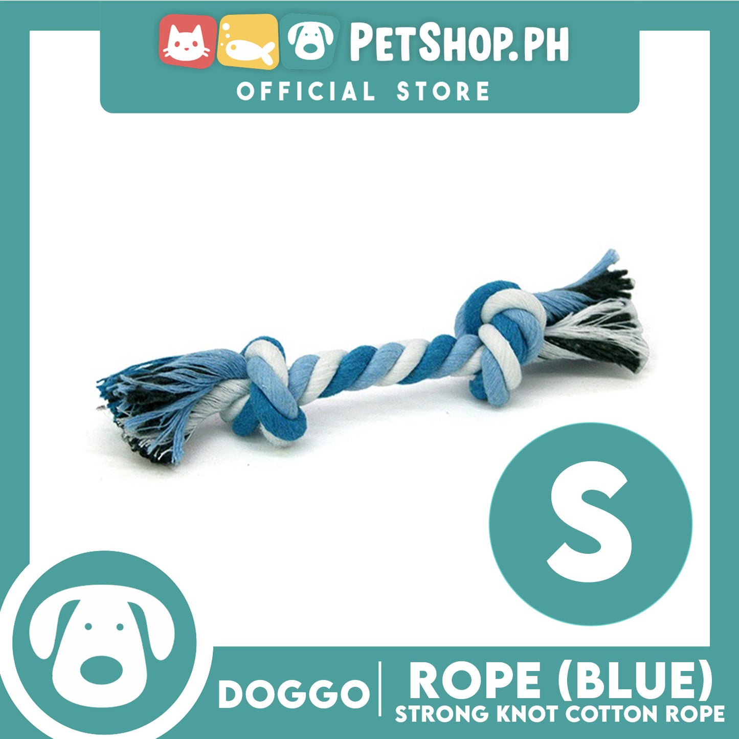 Doggo Rope Thick Fiber 4.5' ' Small Size (Blue) Perfect Toy for Dog