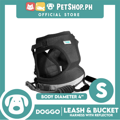 Doggo Leash and Bucket Harness with Reflector Small (Black) Perfect Set for Your Dog