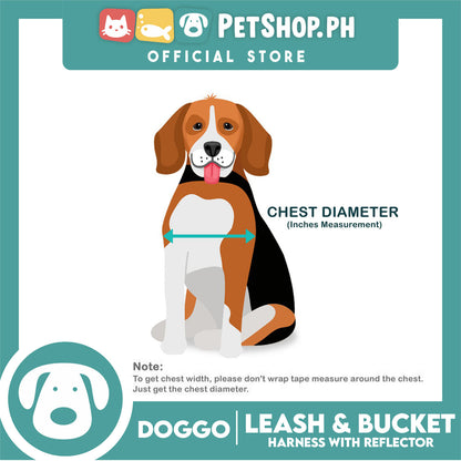 Doggo Leash and Bucket Harness with Reflector Large (Black) Perfect Set for Your Dog