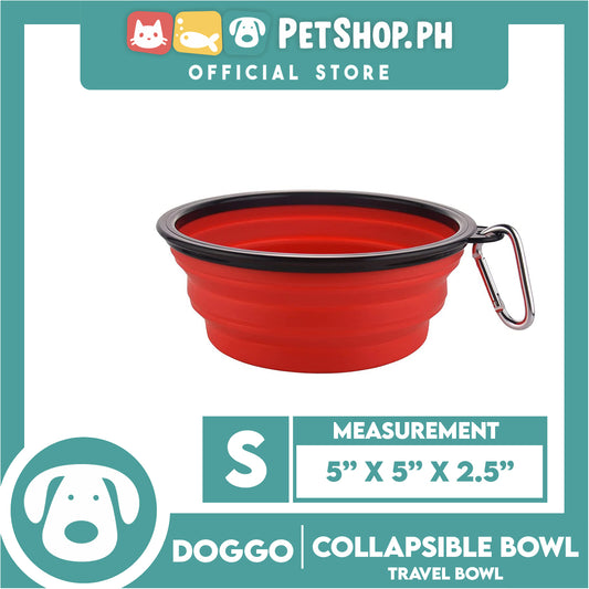 Doggo Collapsible Travel Bowl Small Size (Red) Foldable Pet Feeding Bowl