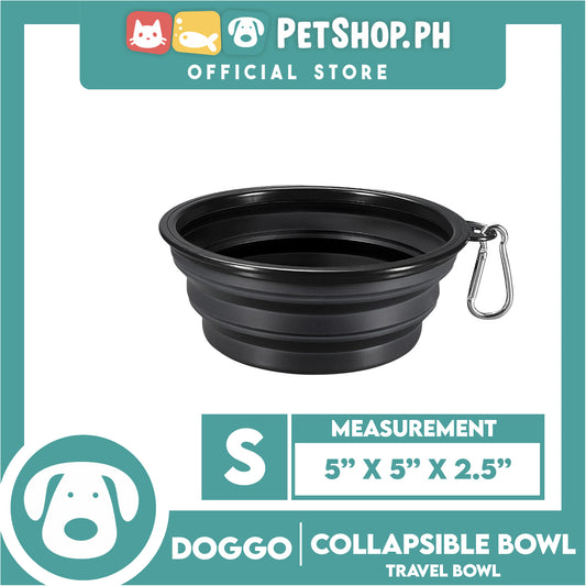 Doggo Collapsible Travel Bowl Small Size (Black) Foldable Pet Feeding Bowl