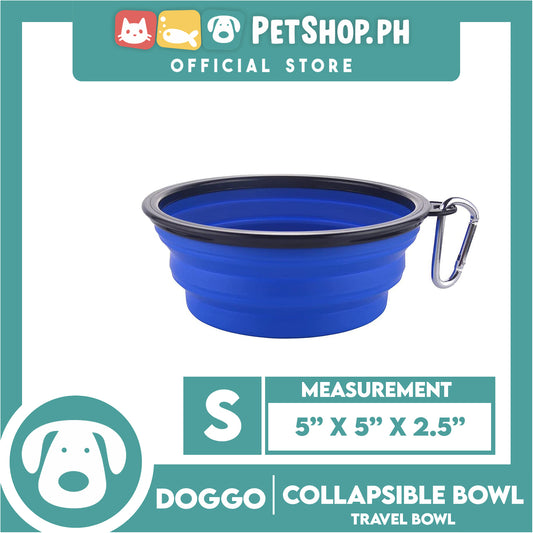 Doggo Collapsible Travel Bowl Small Size (Blue) Foldable Pet Feeding Bowl