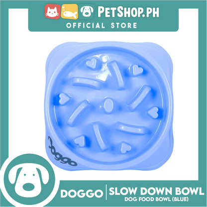 Doggo Slow-Down Bowl (Blue) Thick Plastic Material Pet Feeding Bowl