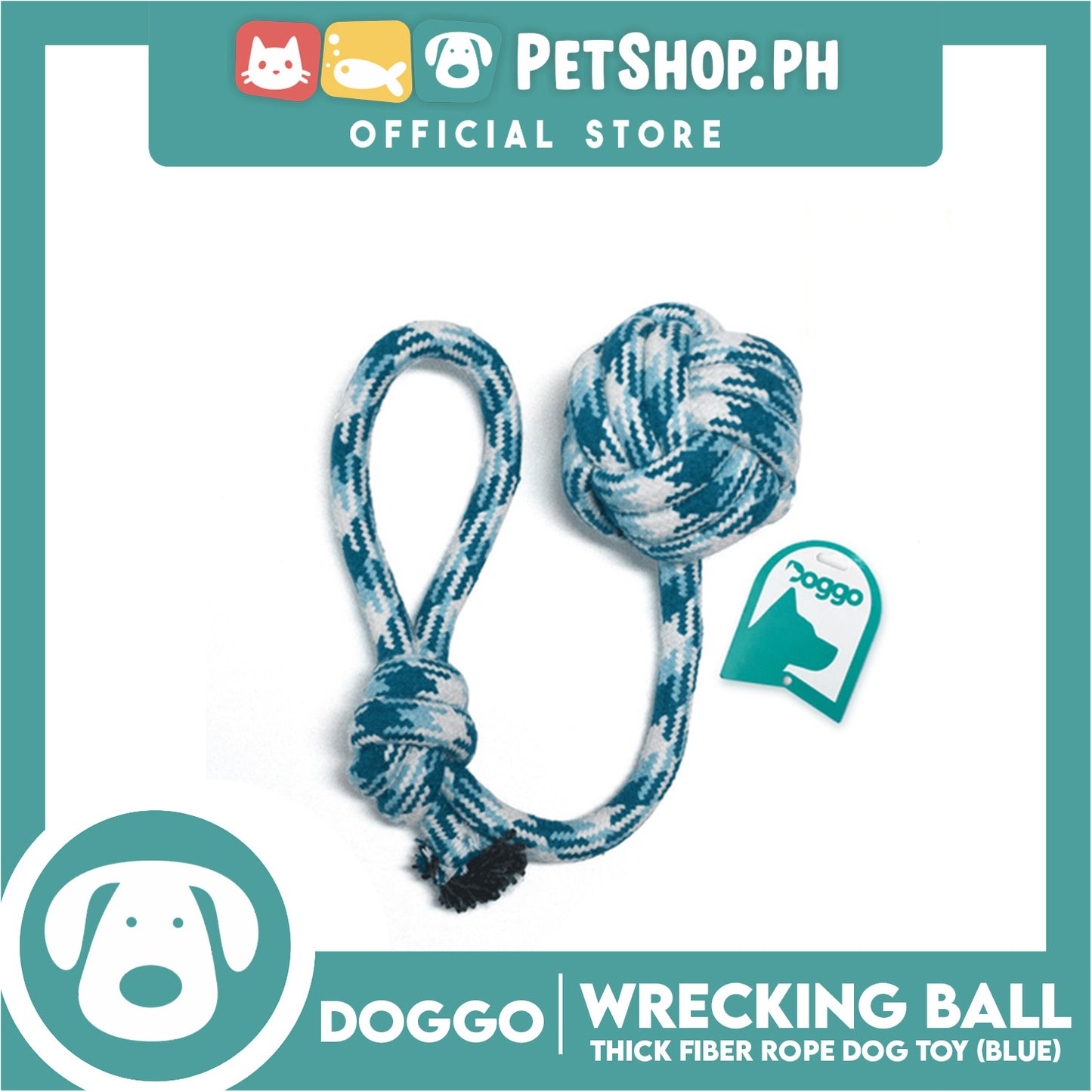 Doggo Wrecking Ball Small Size (Blue) Ultra Fiber Dog Toy