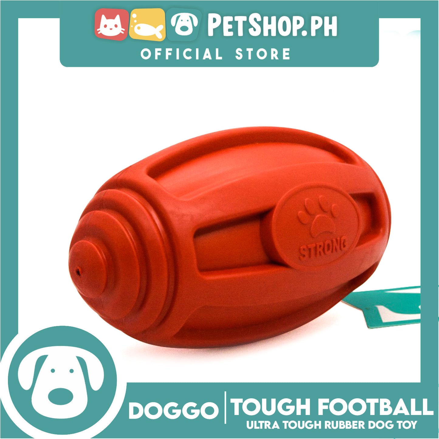Doggo Tough Football Design (Red) Dog Toy Pet Toy for Adult
