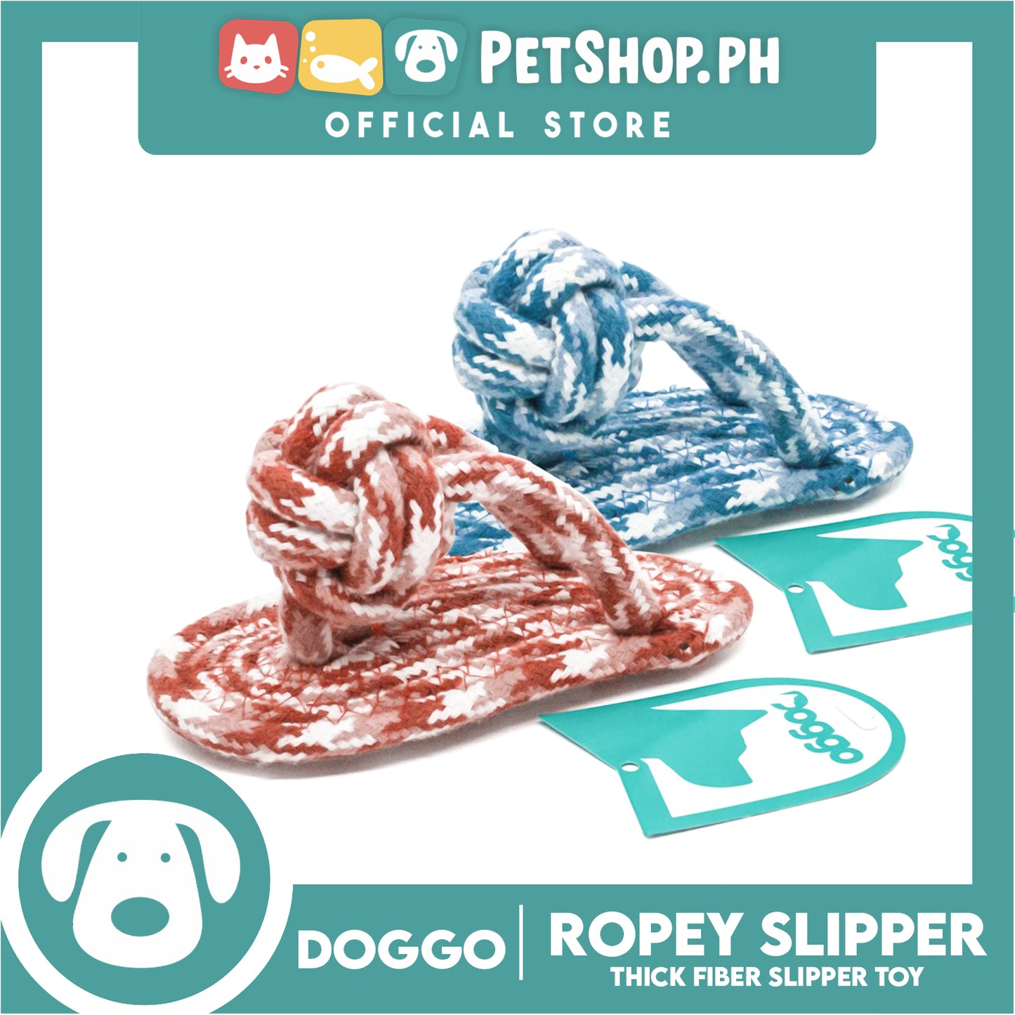 Doggo Ropey Slipper (Pink) Thick Fiber Slipper Dog Toy