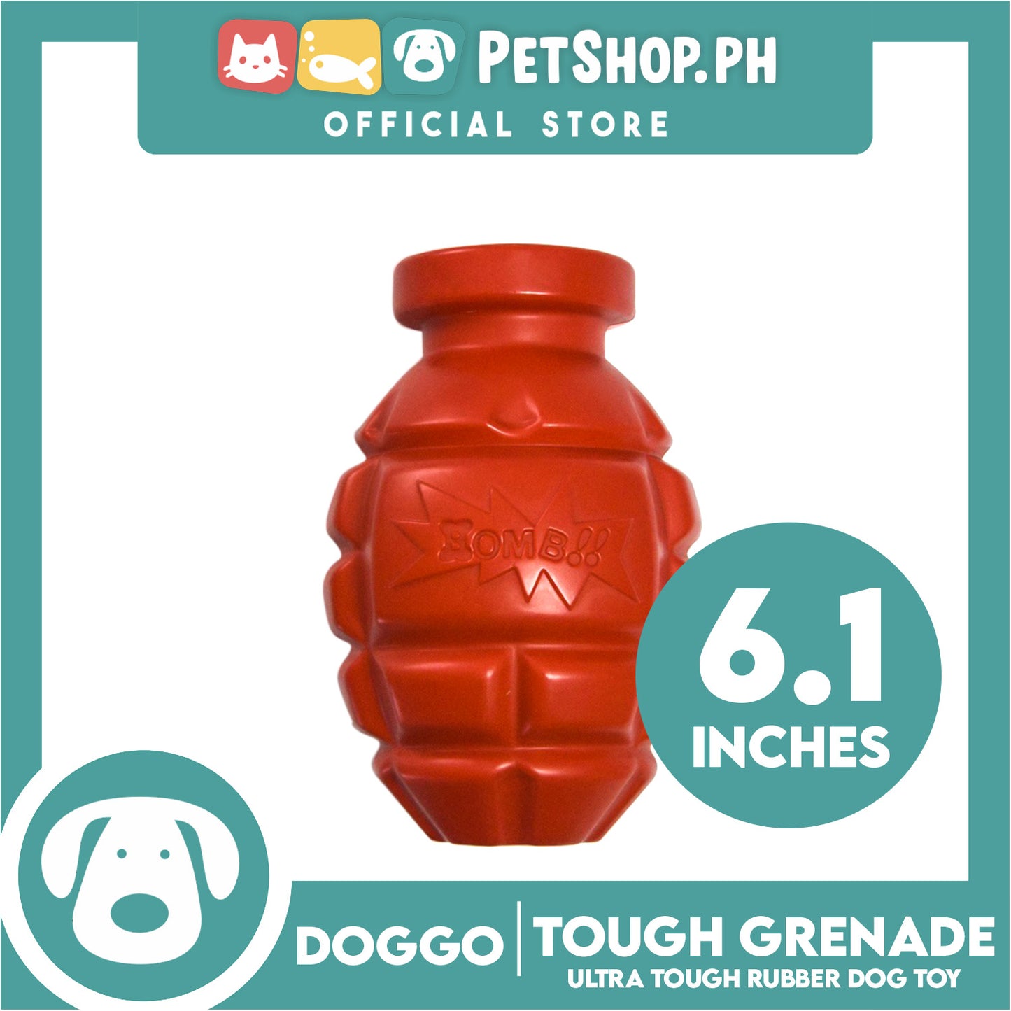 Doggo Tough Grenade Design (Red) Dog Toy Pet Toy for Adult