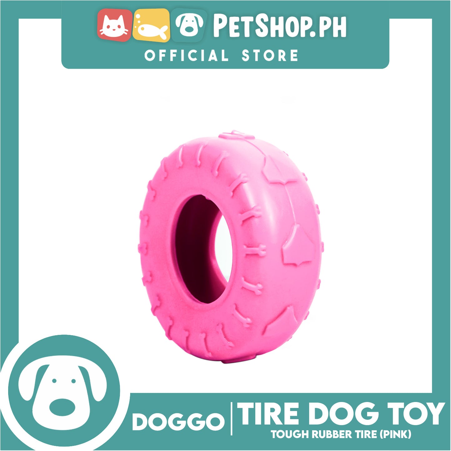 Doggo Tire (Pink) Small Size Ultra Tough Rubber Dog Toy
