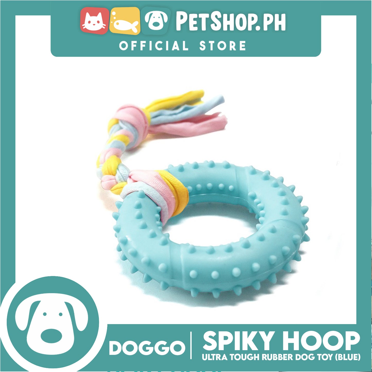 Doggo Spiky Hoop (Blue) Ultra Tough Rubber Pet Toy