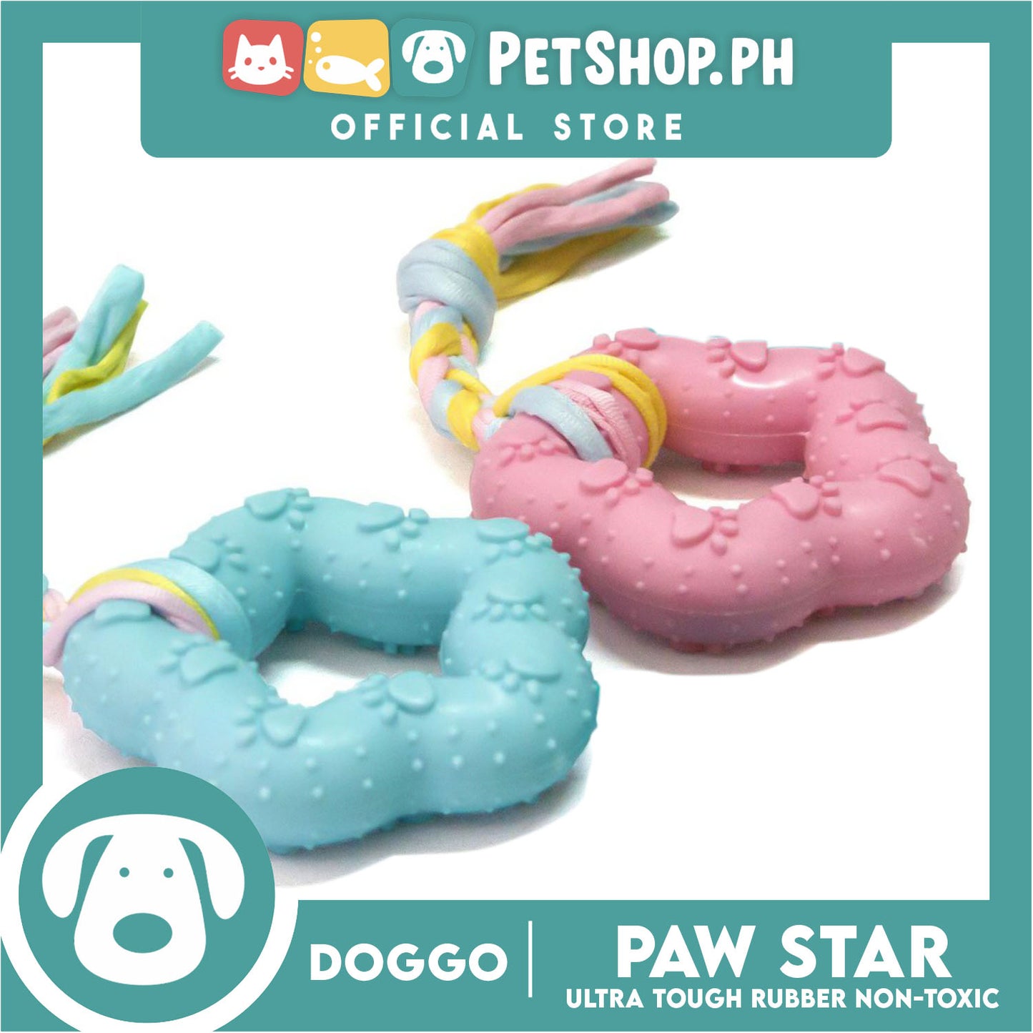 Doggo Paw Star (Pink) Ultra Tough Rubber Pet Toy