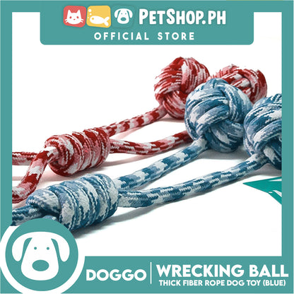 Doggo Twin Wrecking Ball (Blue) Thick Fiber Dog Toy