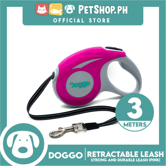 Doggo Retractable Leash 3M (Pink) Strong And Durable, In Comfort And Control Running And Convenient
