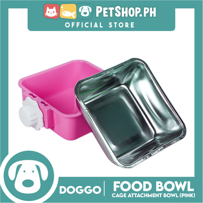 Doggo Quad Cage Attachment Bowl (Pink) Thick Plastic Material Pet Feeding Bowl