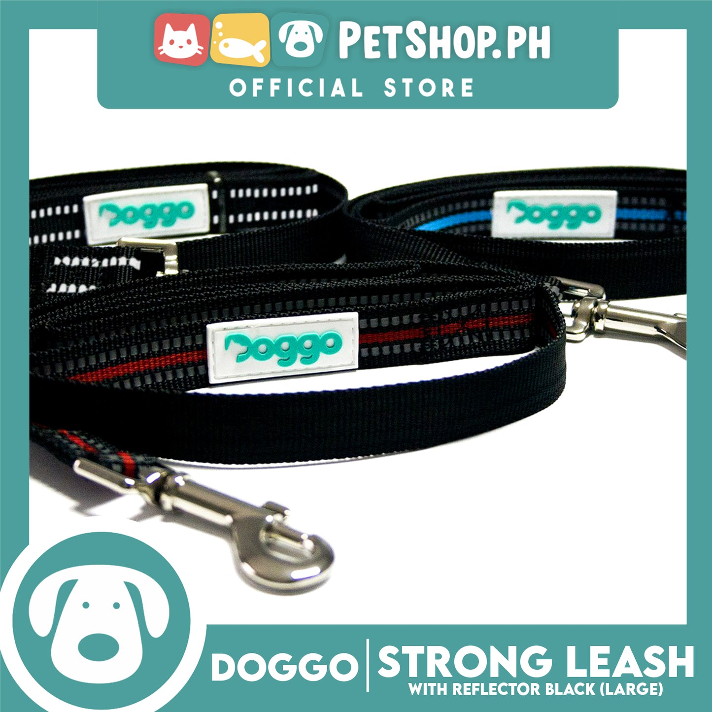 Doggo Strong Leash with Reflector (Blue) Comfortable Dog Leash