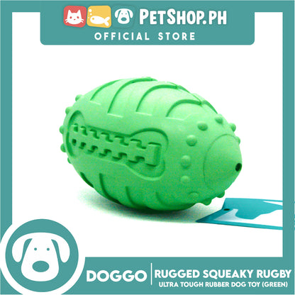 Doggo Rugged Squeaky Rugby (Green) Dog Toy Pet Toy