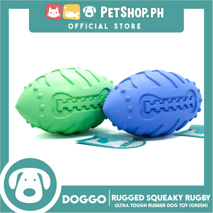 Doggo Rugged Squeaky Rugby (Green) Dog Toy Pet Toy