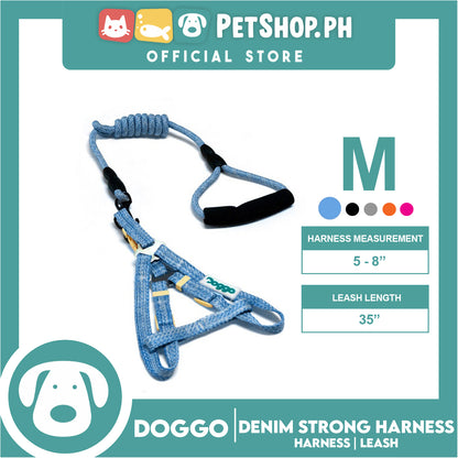 Doggo Atlanta Strong Harness and Leash Set Medium Size (Blue)