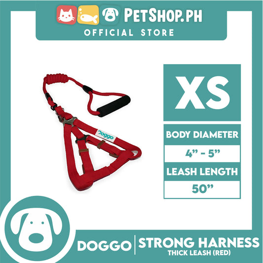 Doggo Strong Harness Thick Leash Soft Handle Steel Connector Extra Small (Red) Safe Harness for Your Dog