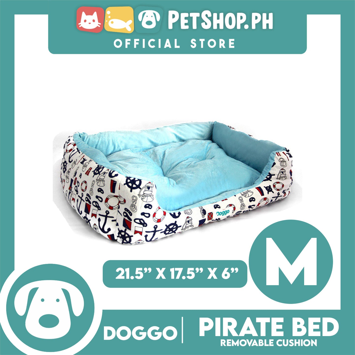 Doggo Pirate Bed (Medium) Pet Sleeping Bed Dog Bed Pirate Theme