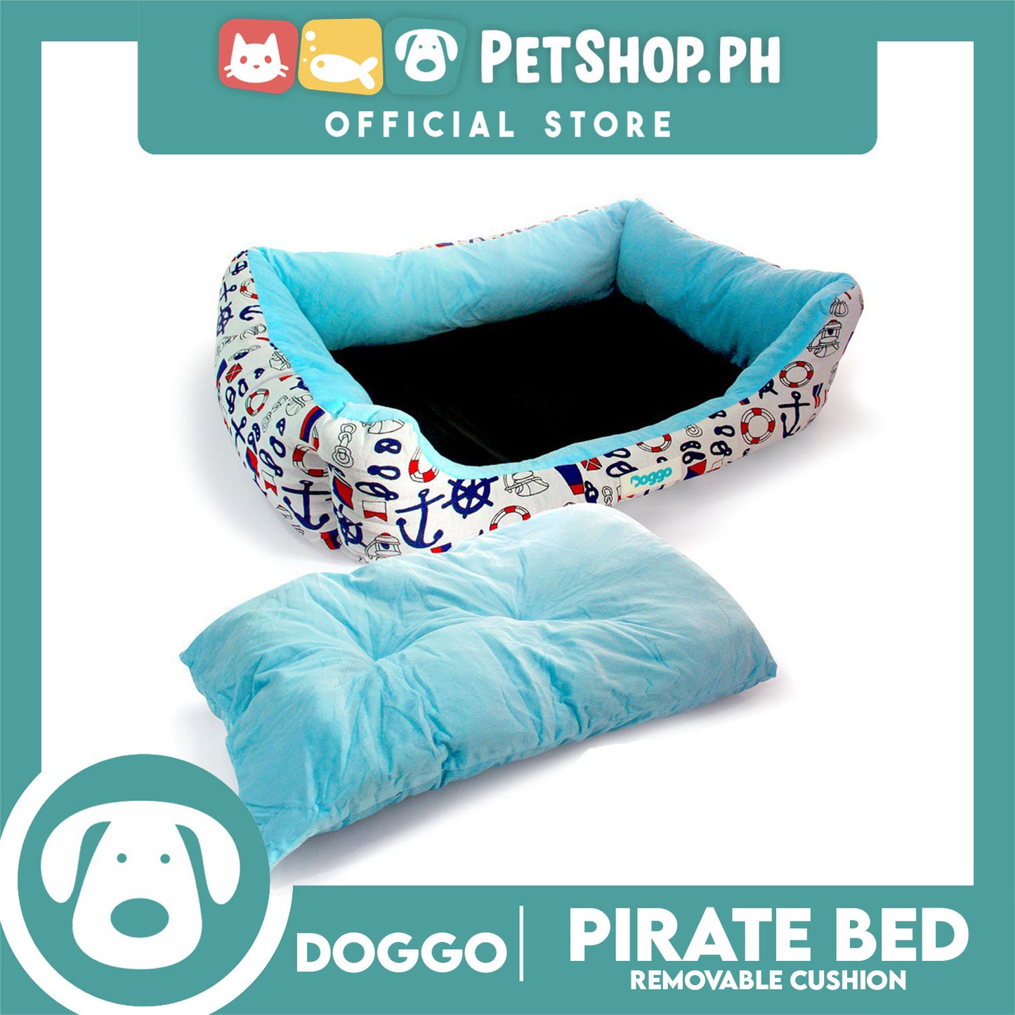 Doggo Pirate Bed (Extra Large) Pet Sleeping Bed Dog Bed Pirate Theme