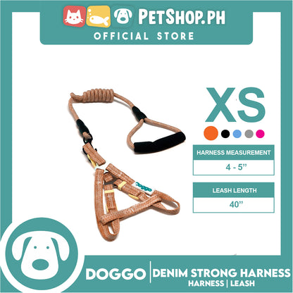 Doggo Atlanta Strong Harness and Leash Set Extra Small Size (Orange)