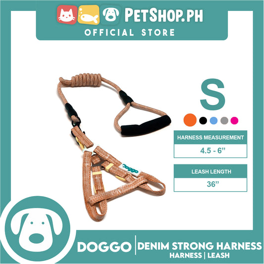 Doggo Atlanta Strong Harness and Leash Set Small Size (Orange)