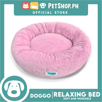 Doggo Relaxing Bed Pink (Large) Round Fur Bed Machine Washable