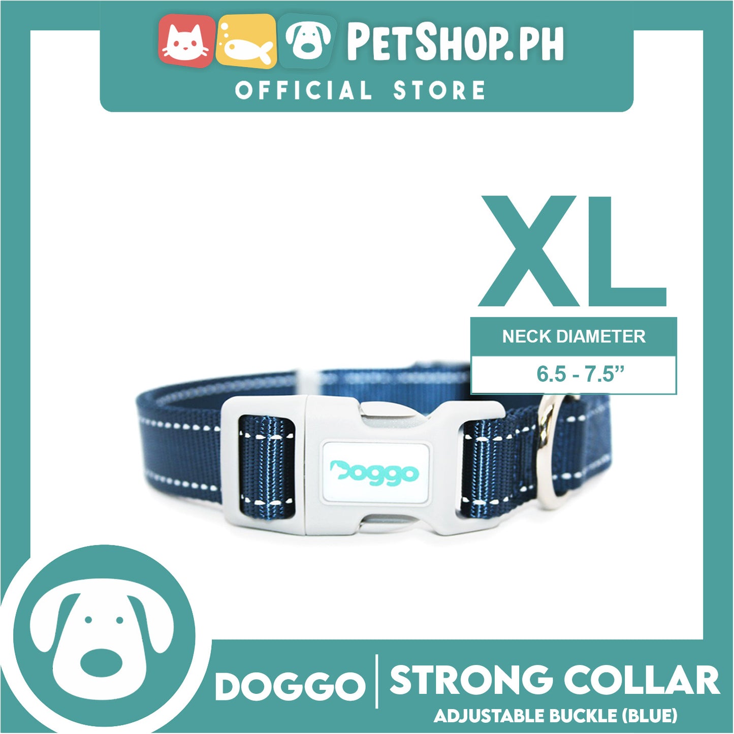 Doggo Strong Collar Extra Large Size (Blue) Soft And Durable Collar for Your Dog