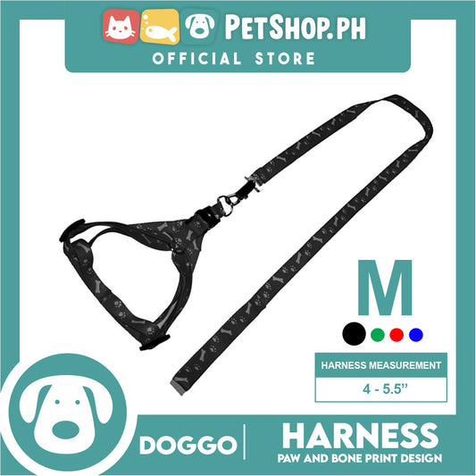 Doggo Harness Leash With Design Medium Size (Black) Harness Leash for Your Puppy