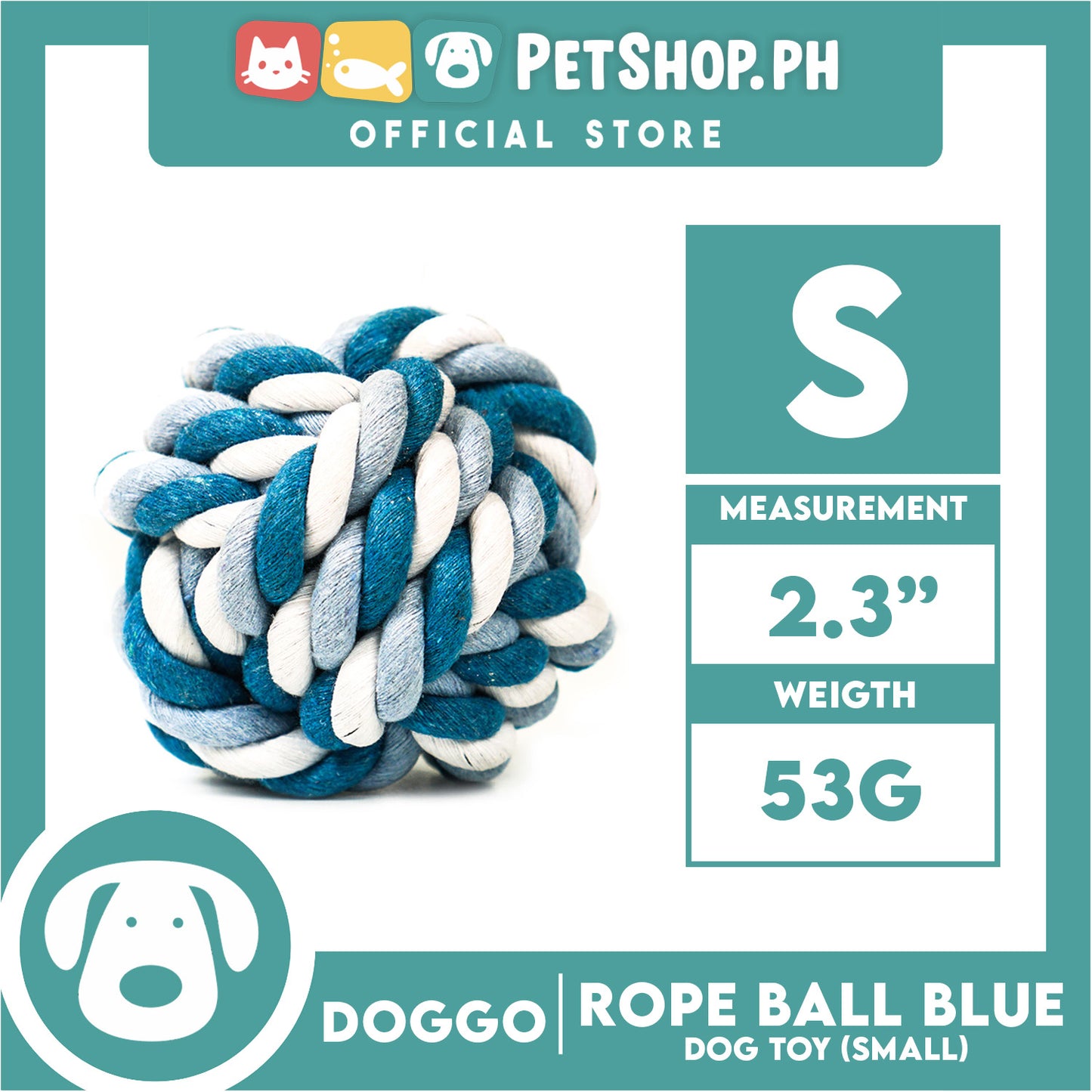 Doggo Rope Ball Small Size (Blue) Perfect Toy for Dog