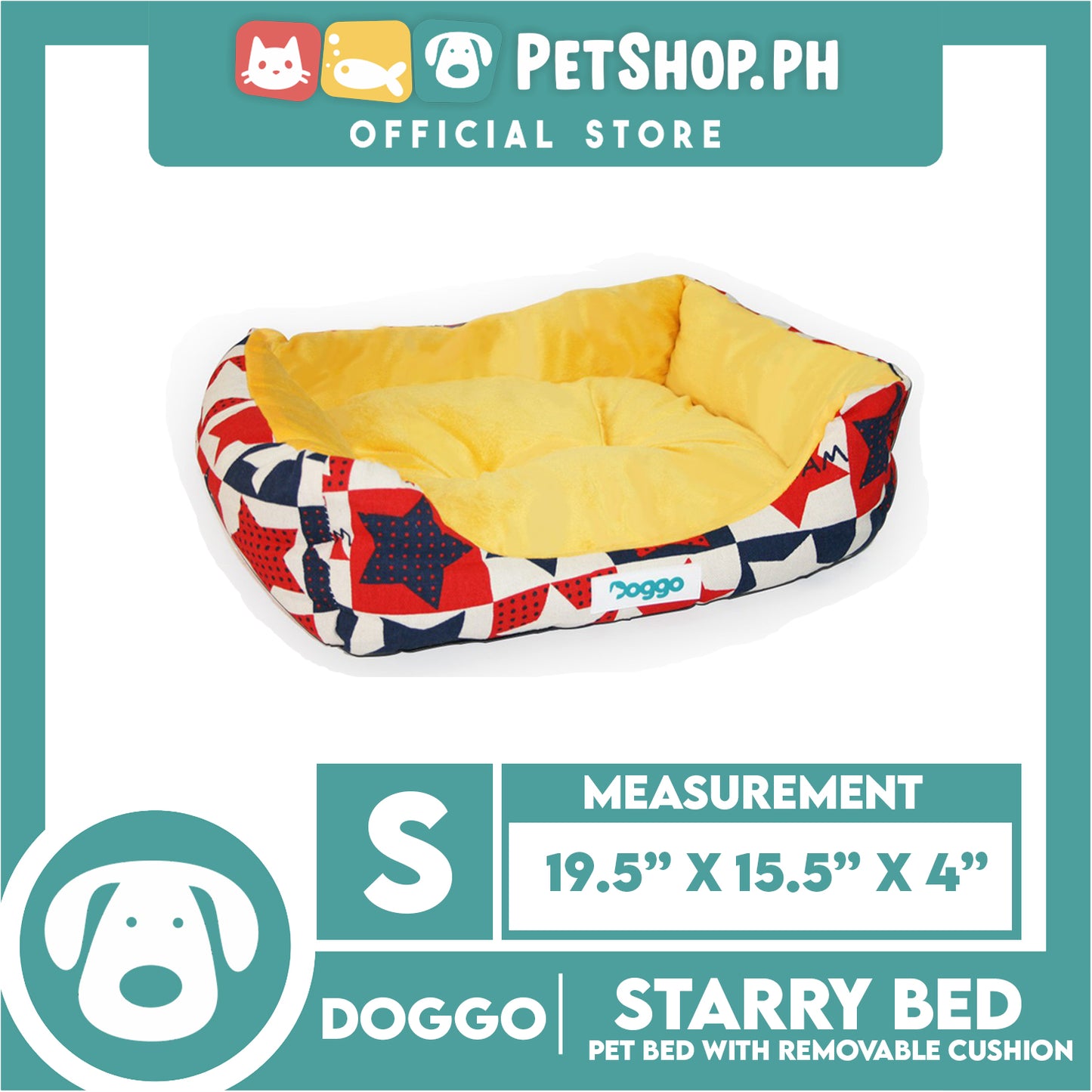 Doggo Starry Bed (Small) Removable Cushion Dog Bed