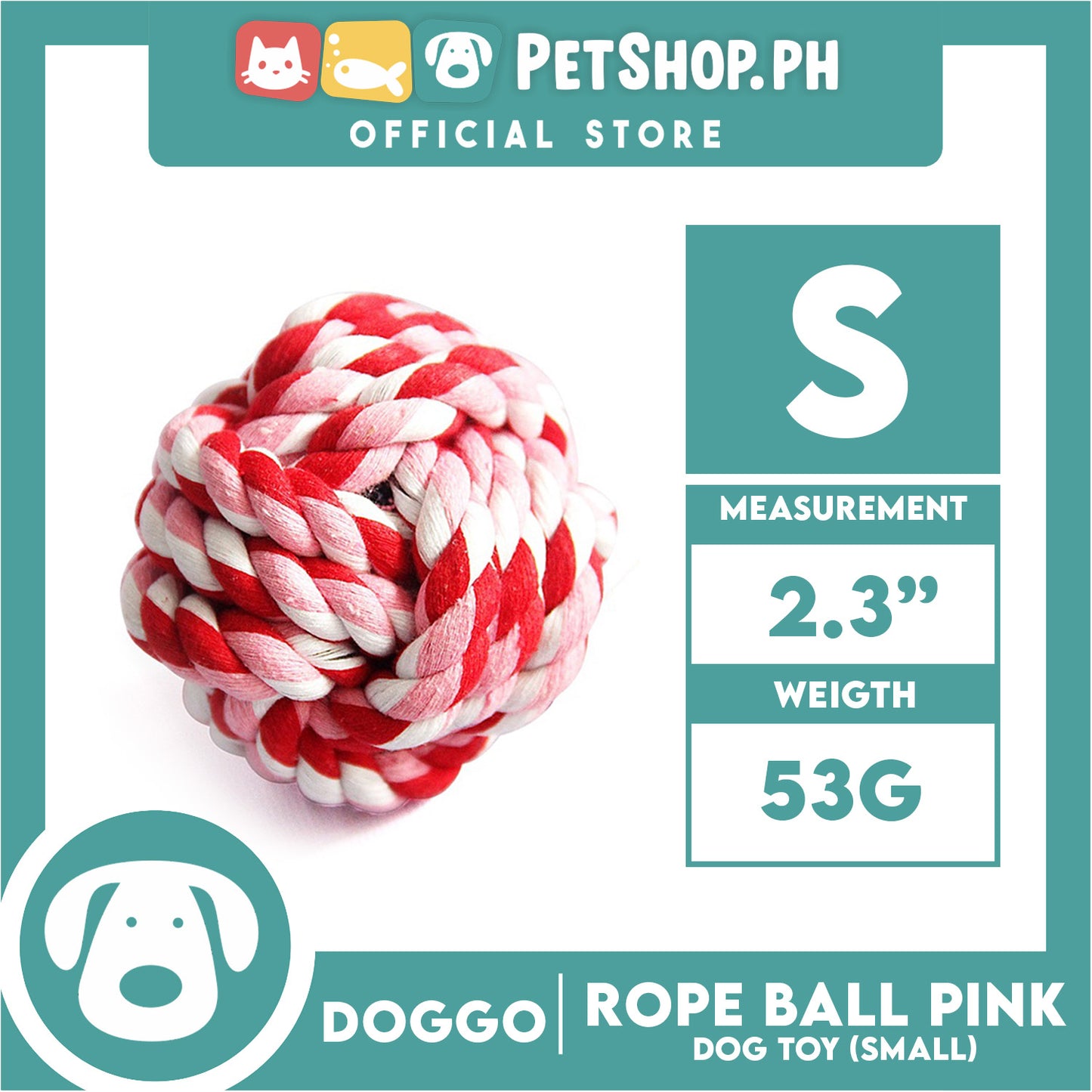 Doggo Rope Ball Small Size (Pink) Perfect Toy for Dog