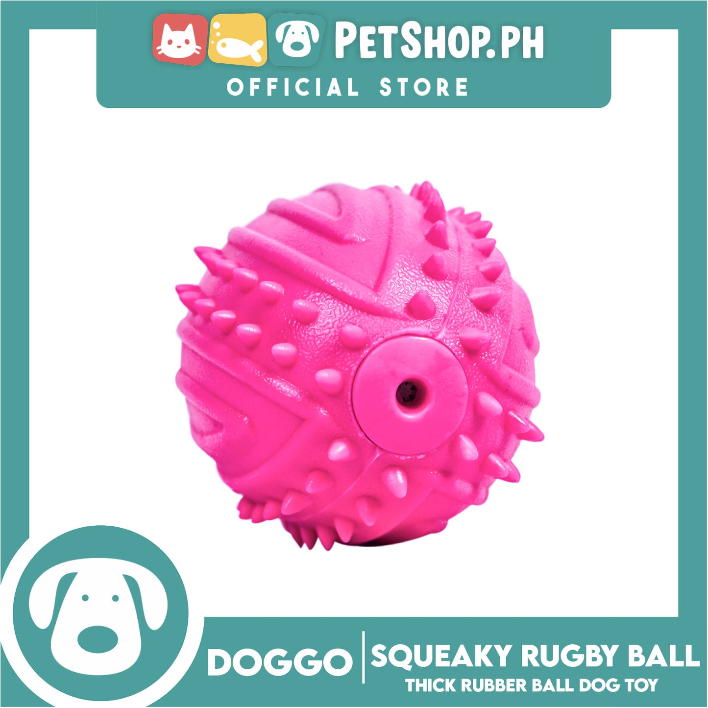 Doggo Squeaky Rugby (Pink) Thick Fiber Rubber Material Pet Toy