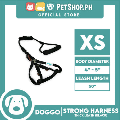 Doggo Denim Strong Harness Extra Small (Black) Thick Leash and Straps for Your Dog