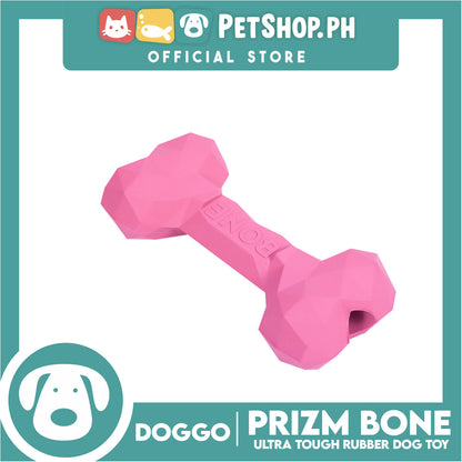 Doggo Prizm Bone Pink Color 6.5' ' (Large Size) Ultra Tough Rubber Dog Toy