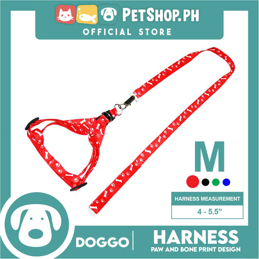 Doggo Harness Leash With Design Medium Size (Red) Harness Leash for Your Puppy