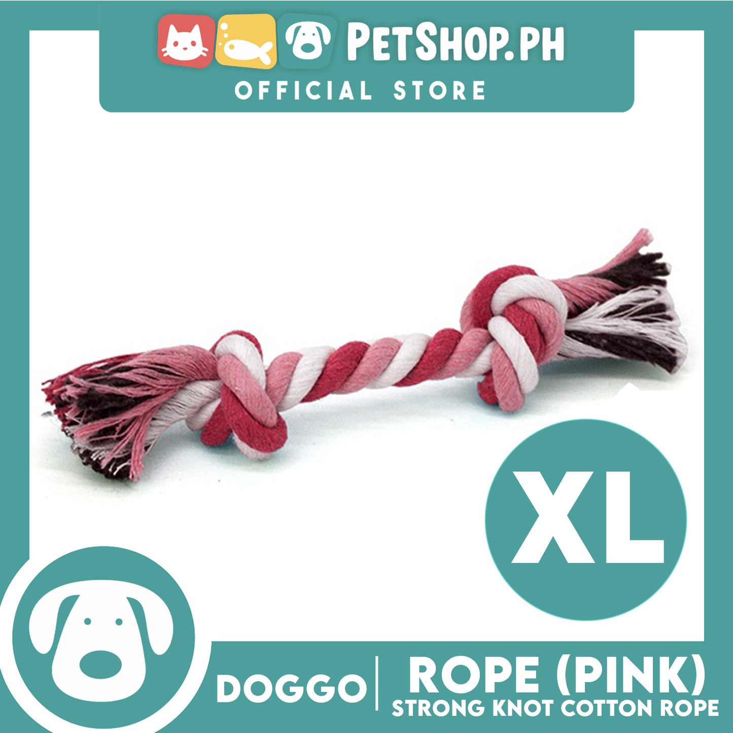 Doggo Rope Thick Fiber 13'' Extra Large Size (Pink) Perfect Toy for Dog