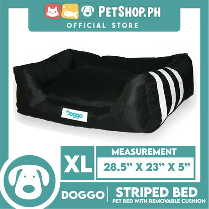 Doggo Striped Bed Black with White Striped (Extra Large) with Removable Cushion