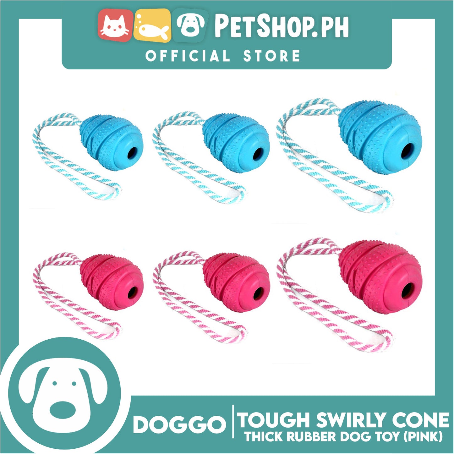 Doggo Tough Swirly Cone Design Blue (Small)