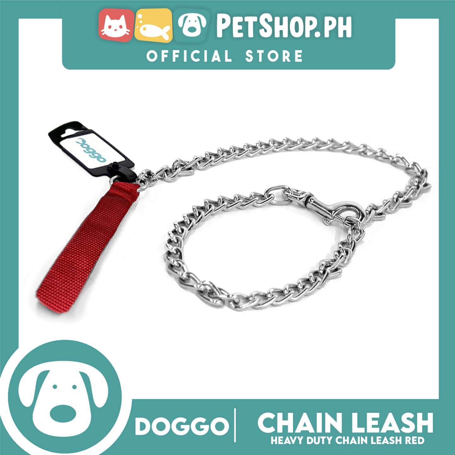 Doggo Heavy Duty Chain Leash (Red) 42 inches Leash Length for Your Dog
