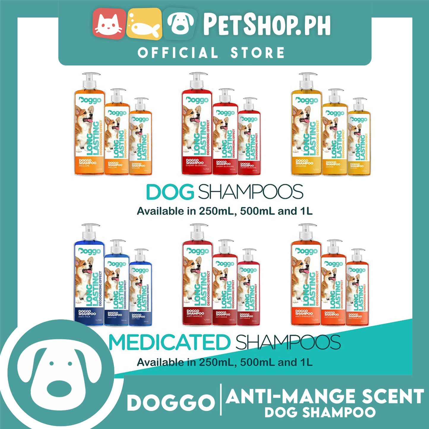 Doggo Shampoo Long Lasting Deodorizing Effect 1 Liter (Anti-Mange) Shampoo for Your Pet