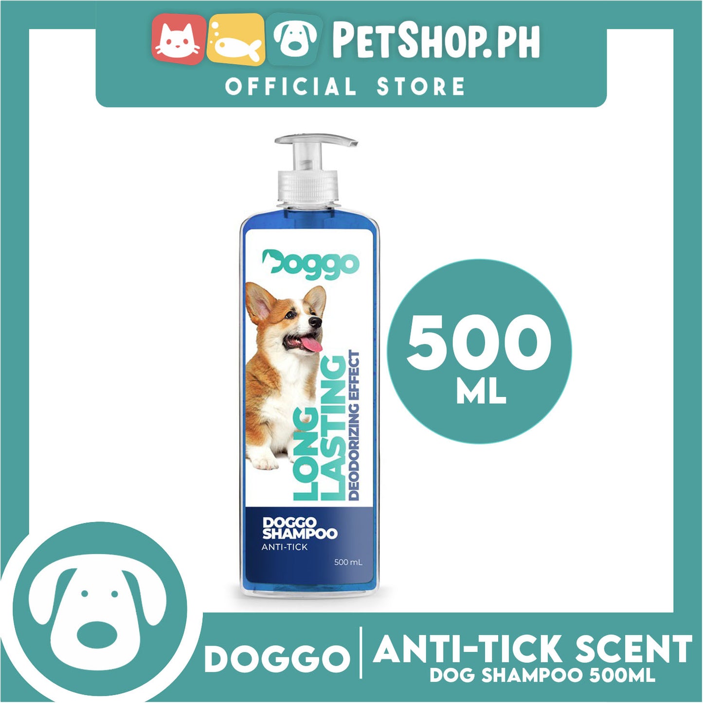 Doggo Shampoo Long Lasting Deodorizing Effect 500ml (Anti-Tick) Shampoo for Your Pet