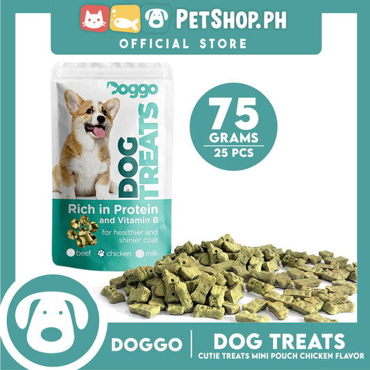 Doggo Dog Cutie Treats Mini Pouch 75 grams, 25 pcs. (Chicken Flavor) Mini Pouch Treats for Your Dog