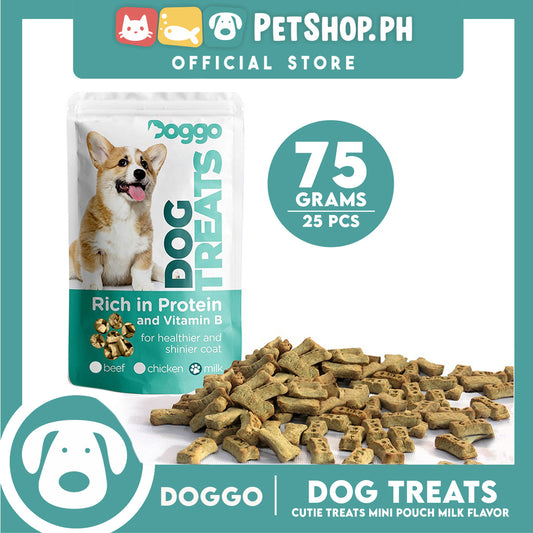Doggo Dog Cutie Treats Mini Pouch 75 grams, 25 pcs. (Milk Flavor) Mini Pouch Treats for Your Dog