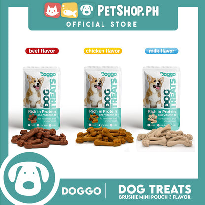 Doggo Dog Brushie Treats Mini Pouch 80 grams, 10 pcs. (Beef Flavor) Brushie Treats Mini for Your Dog