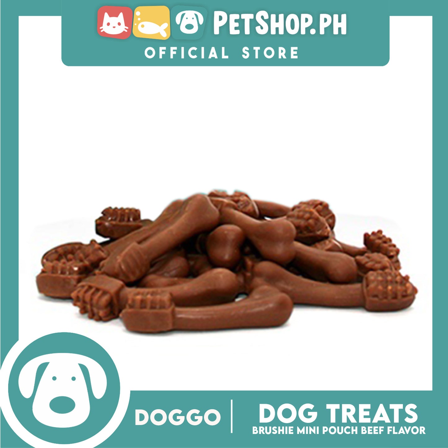 Doggo Dog Brushie Treats Mini Pouch 80 grams, 10 pcs. (Beef Flavor) Brushie Treats Mini for Your Dog