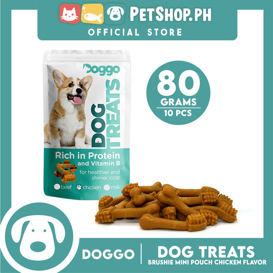 Doggo Dog Brushie Treats Mini Pouch 80 grams, 10 pcs. (Chicken Flavor) Brushie Treats Mini for Your Dog