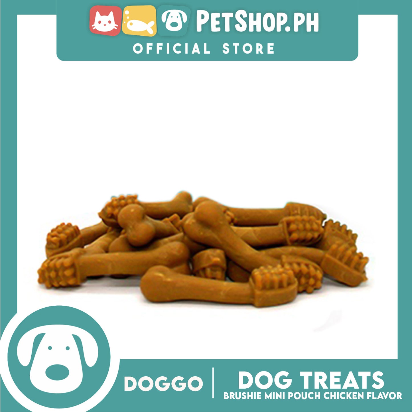 Doggo Dog Brushie Treats Mini Pouch 80 grams, 10 pcs. (Chicken Flavor) Brushie Treats Mini for Your Dog